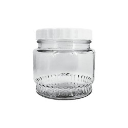 White Lid Jar Glass (660ml)-24/C