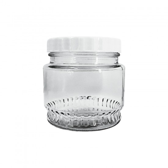White Lid Jar Glass (660ml)-24/C