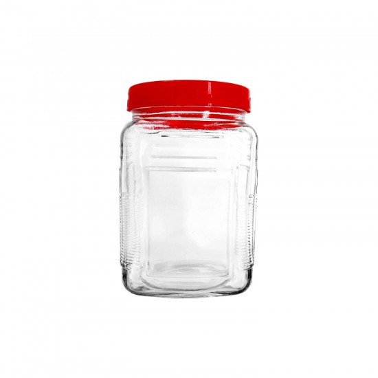 600ml Jar with Red Lid (Rectangle)-24/case