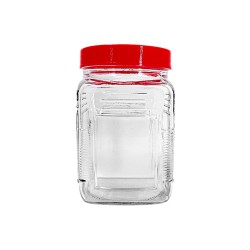 1L Jar with Red Lid (Rectangle)-24/case