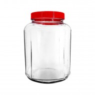 4L Jar with Red Lid (Rectangle)-12/case