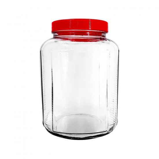 4L Jar with Red Lid (Rectangle)-12/case