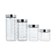 4pc Glass Jar Set in Box--1L-1.5L-2L & 2.5L (Circle Design)