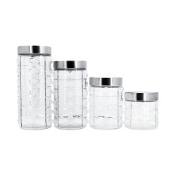 4pc Glass Jar Set in Box--1L-1.5L-2L & 2.5L (Circle Design)