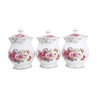 3 PC Canister Set - Rose Design