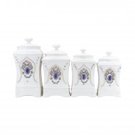 4 pc Stone Canister Set-Purple 