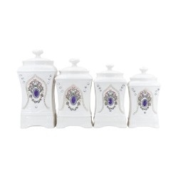4 pc Stone Canister Set-Purple 