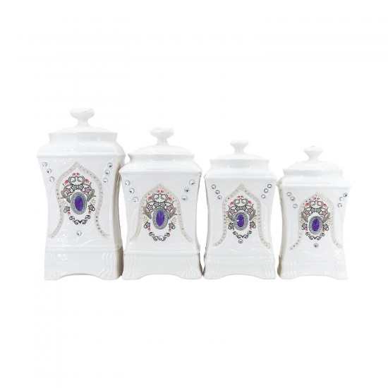 4 pc Stone Canister Set-Purple 