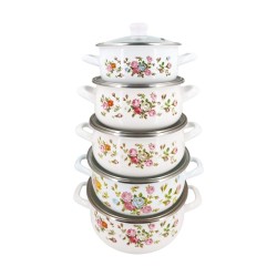 10pc Enamel Cookware Set (Pink),4/C
