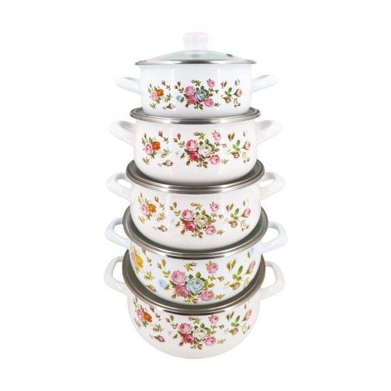 10pc Enamel Cookware Set (Pink),4/C