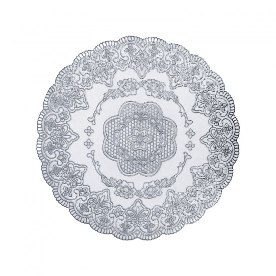 PVC Doily Round 38cm (15') Silver