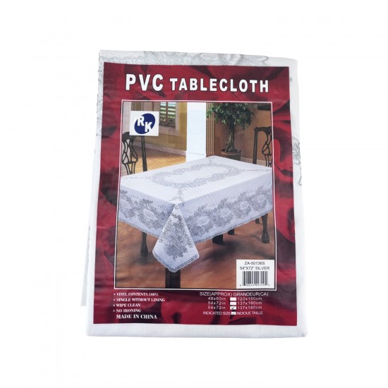 PVC Table Cloth (54'x72') 137 X 182cm Silver