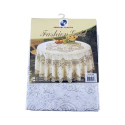 PVC Table Cloth Round 182cm (70')Silver,24/C M/12
