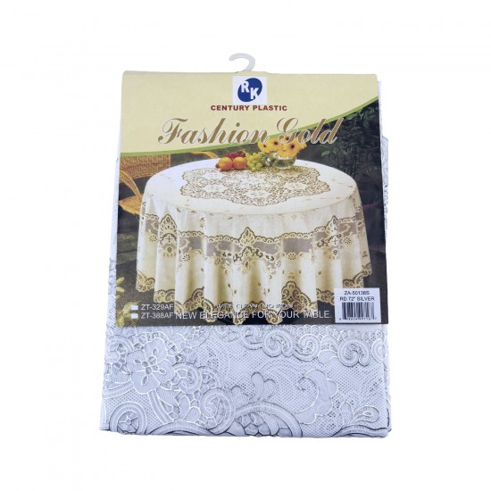 PVC Table Cloth Round 182cm (70')Silver,24/C M/12