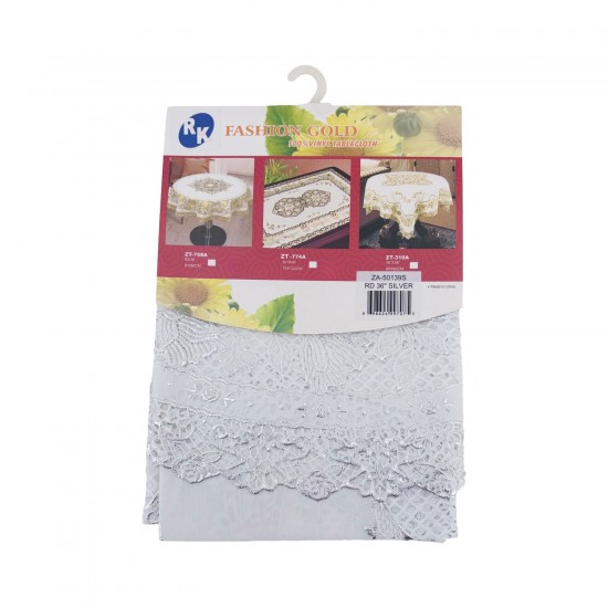 PVC Table Cloth Round 90cm (36') Silver