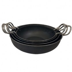 4pcs. Iron WOK / Kadai - FLAT 20/22/24/26cms 
