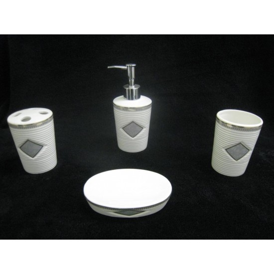 Silver Lining Ceramic Bathroom Set,12/C M/4