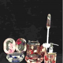 4Pc. Oil Bathroom Set With Petals (Assorted),12/C