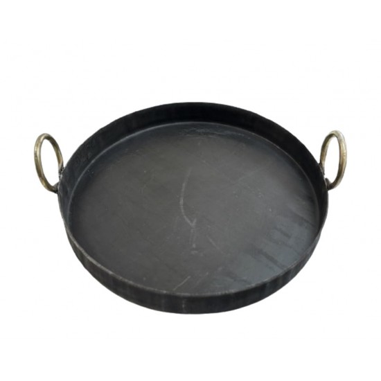 Jalebi Kadai Flat Wok 20", Heavy IRON