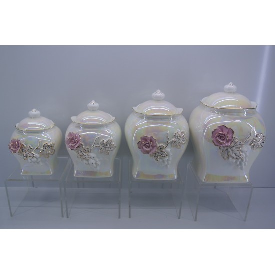 4 PC Canister Set - Grape Design