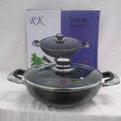 Non Stick Wok 22cm w/cover and 2 Handles