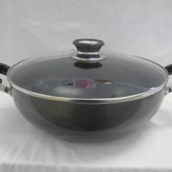 Non Stick Cooking Wok 30cm w/cover and 2 ears,6/C 