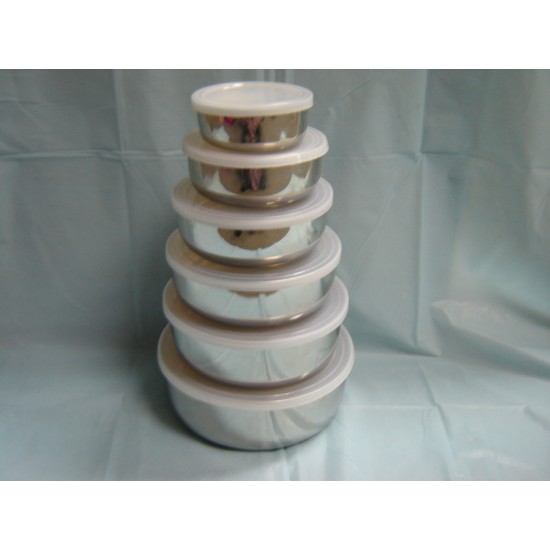 5pc Stainless Steel Bowl with Plastic Lid (10,12,14,16,18cm),20/C