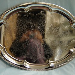 Oval Chrome Plated Tray with Design