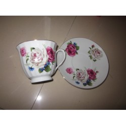 Deluxe 12 Pc. Cup and Saucer (Pink Rose),8/C