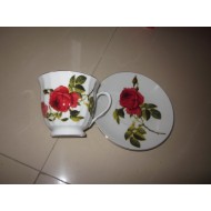 Deluxe 12 Pc. Cup and Saucer (Red Rose),8/C