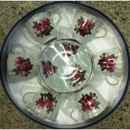 Deluxe 12 Pc. Cup and Saucer (Blue,Pink Design),8/C