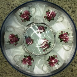 Deluxe 12 Pc. Cup and Saucer (Blue,Pink Design),8/C