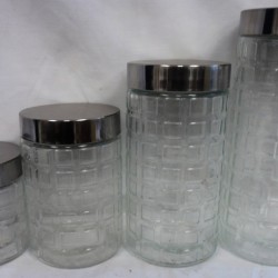 4pc Glass Jar Set in Box --1L-1.5L-2L & 2.5L (Square Design)