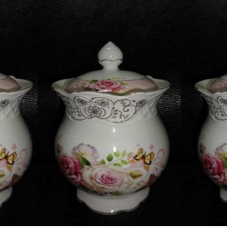 3 PC Canister Set - Rose Design