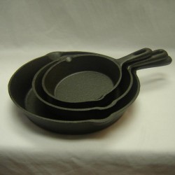 3pc Cast Iron Frying Pan Set (15.5cm X 4.0cm,14.4cm X 4.6cm,25.2cm X 5.3cm),4/C 