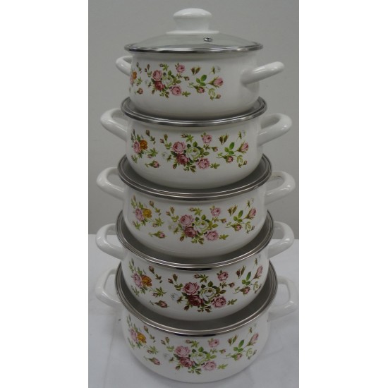10pc Enamel Cookware Set (Pink),4/C