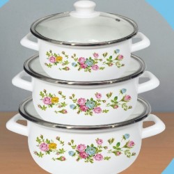 6pc Enamel Cookware Set,-(Pink) 4/C