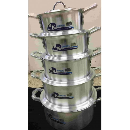 5 Pcs. Regular Aluminium Cooking Pot Set 20,22,24,26,28 CM