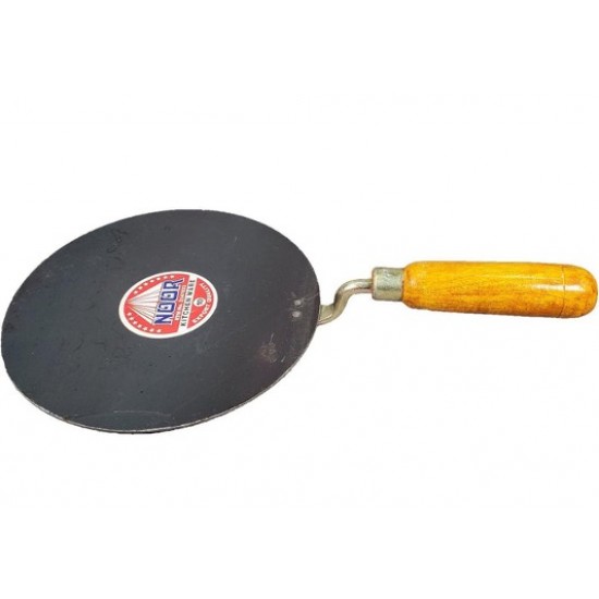 Iron Tawa w/Wooden Handle 10" - Flat NOOR