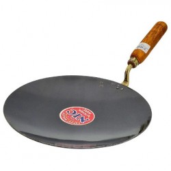 Iron Tawa w/Wooden Handle 12" - Concave NOOR