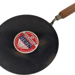 Iron Tawa w/Wooden Handle 12" - Flat  NOOR