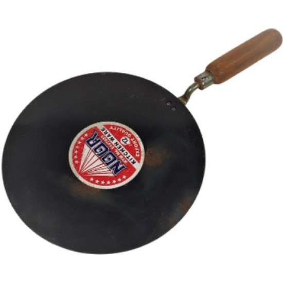 Iron Tawa w/Wooden Handle 12" - Flat  NOOR