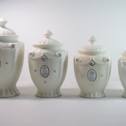 4 pc Stone Canister Set-White